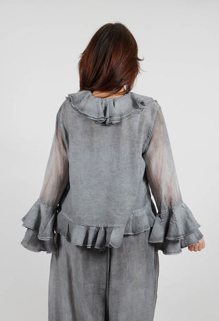 Ruffle Shirt in Black Pepper