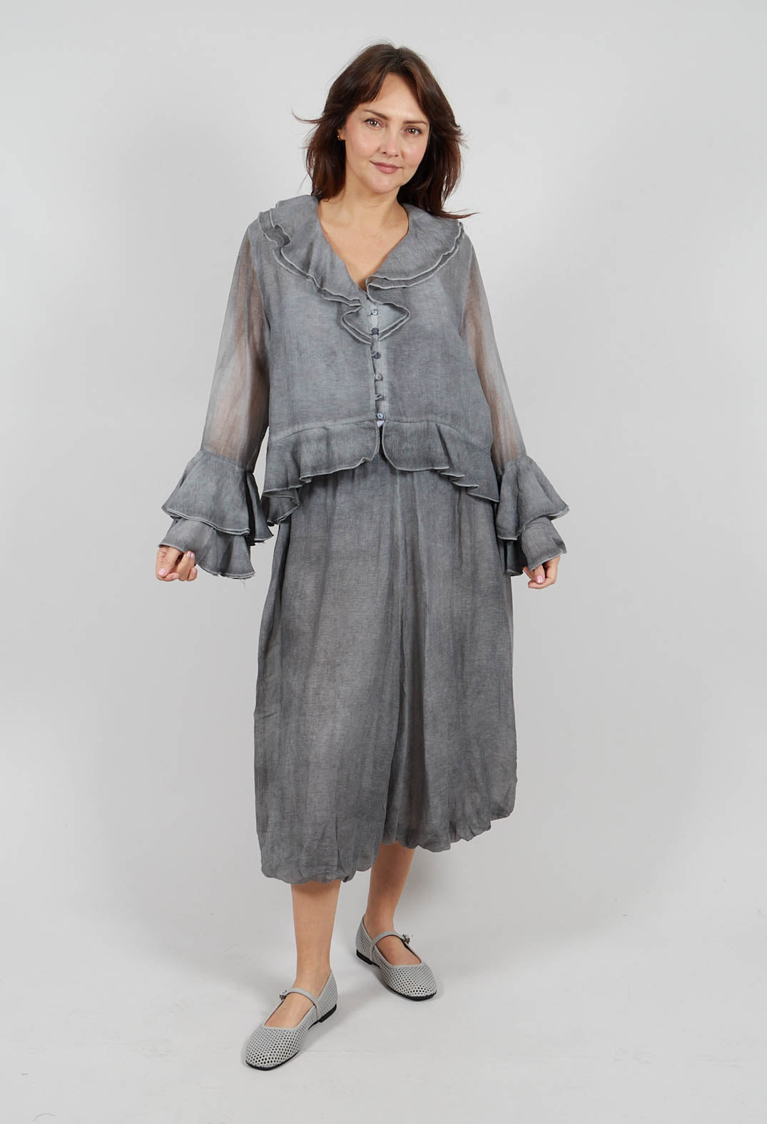 Ruffle Shirt in Black Pepper
