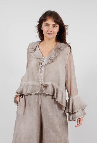 Ruffle Shirt in Mushroom