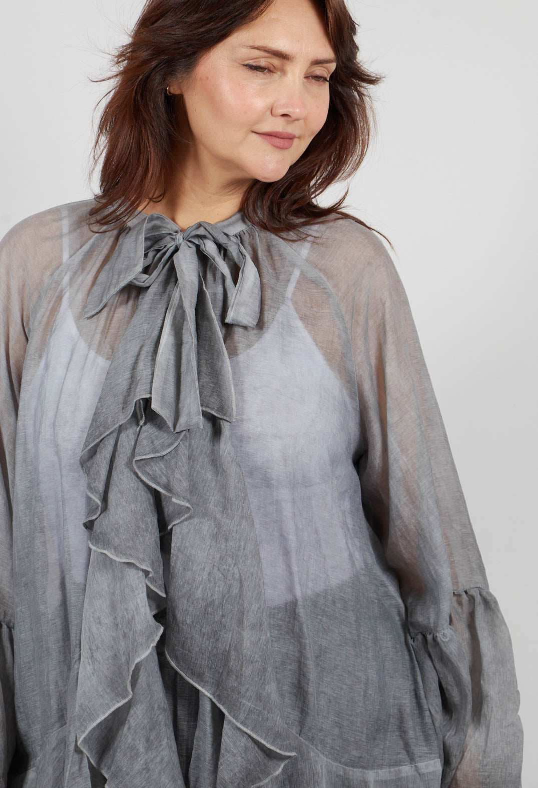 Ruffle Tunic in Black Pepper