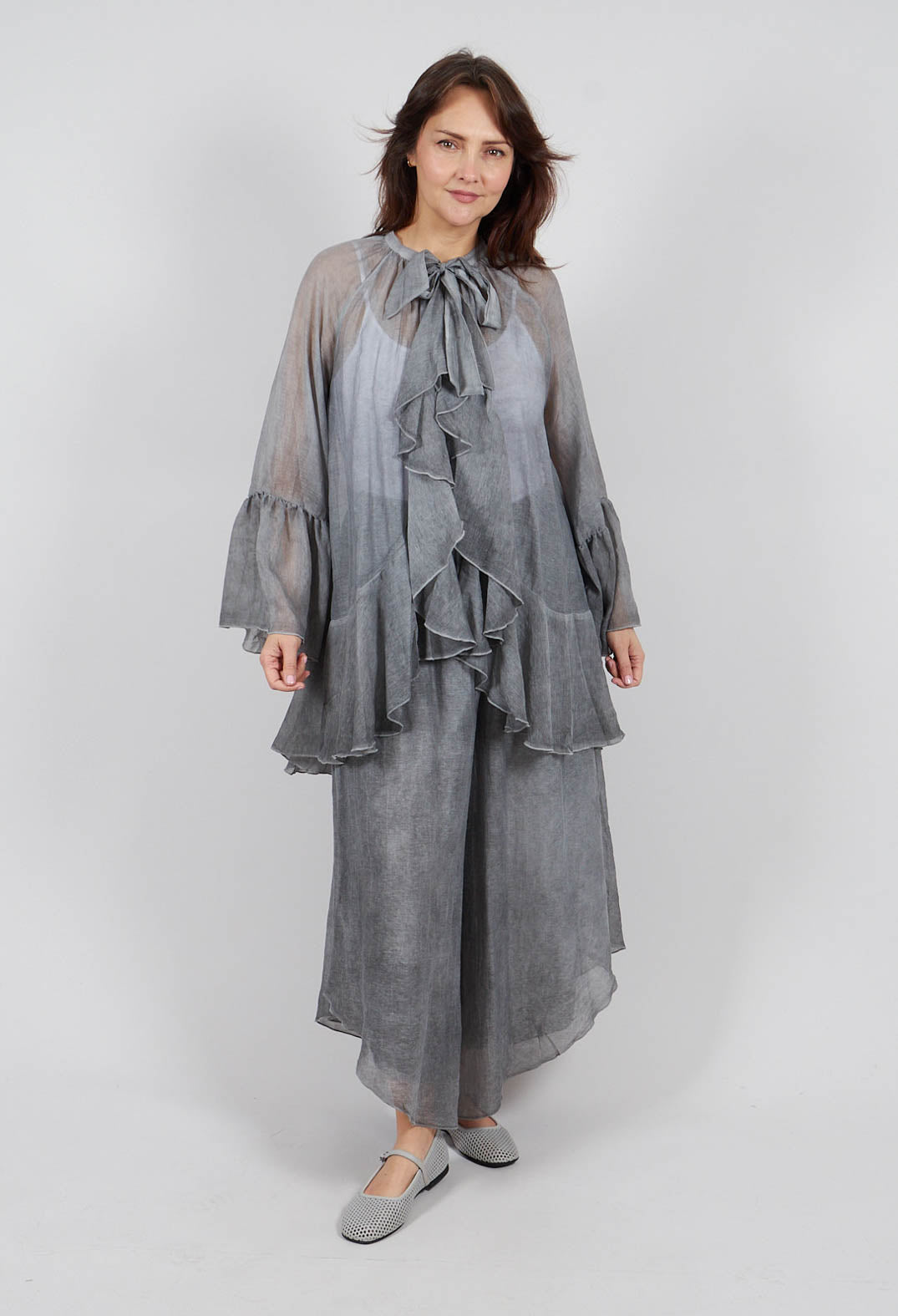 Ruffle Tunic in Black Pepper