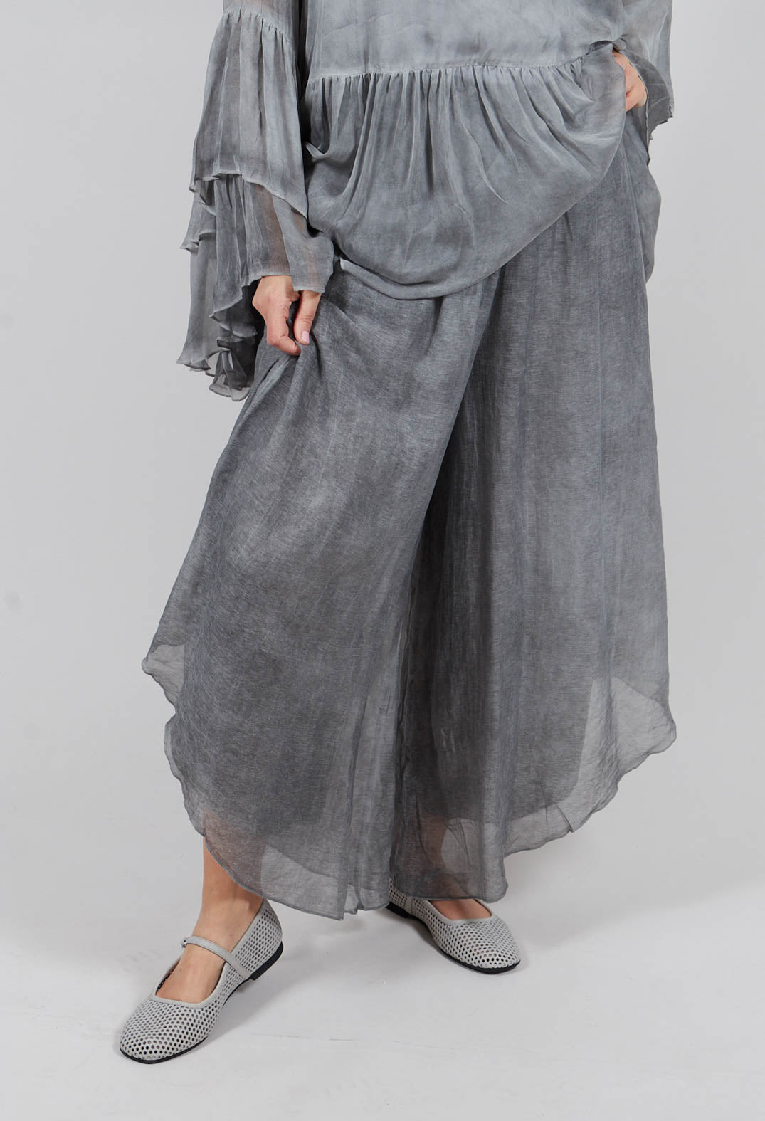 Asymmetric Trousers in Black Pepper