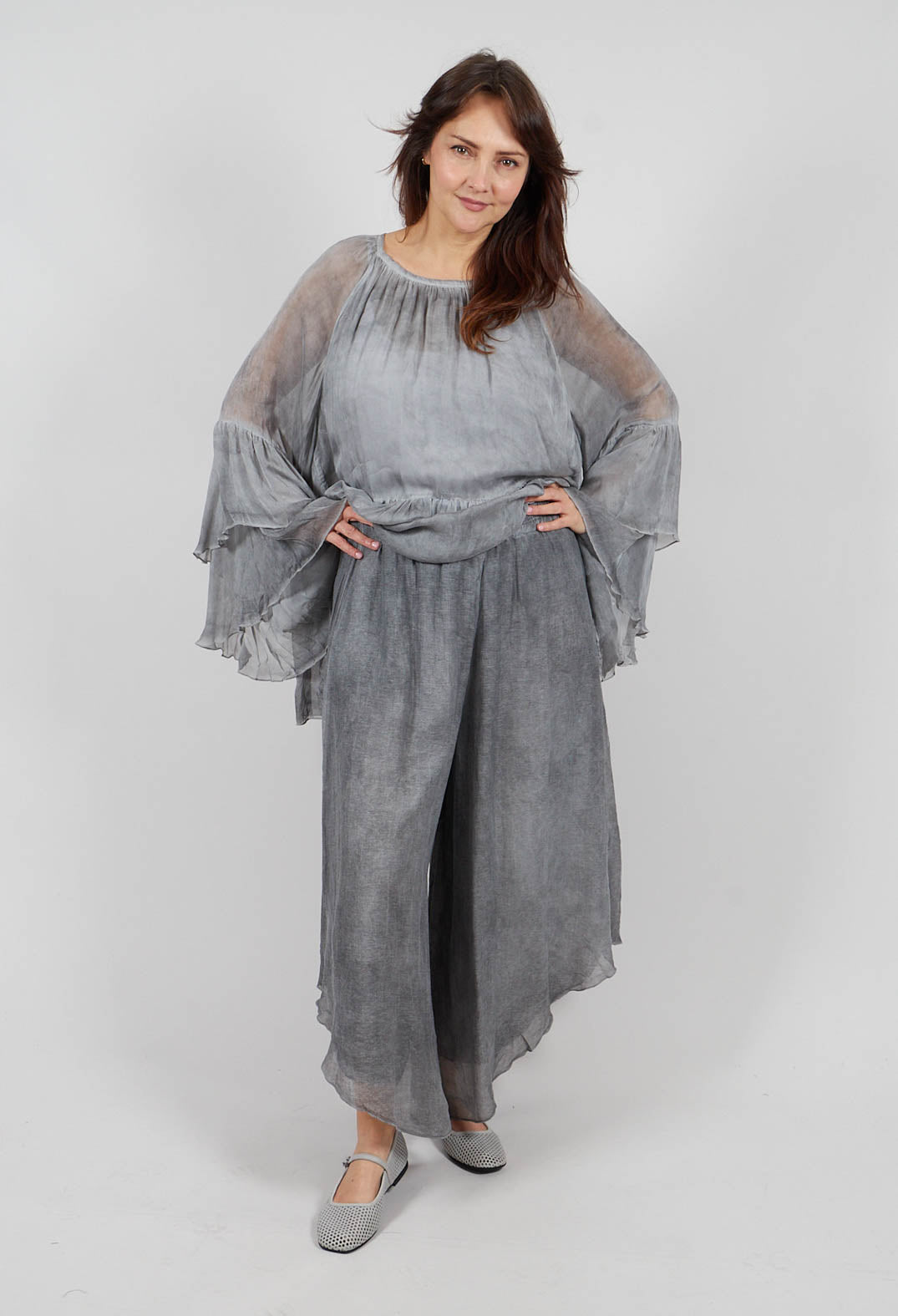Asymmetric Trousers in Black Pepper