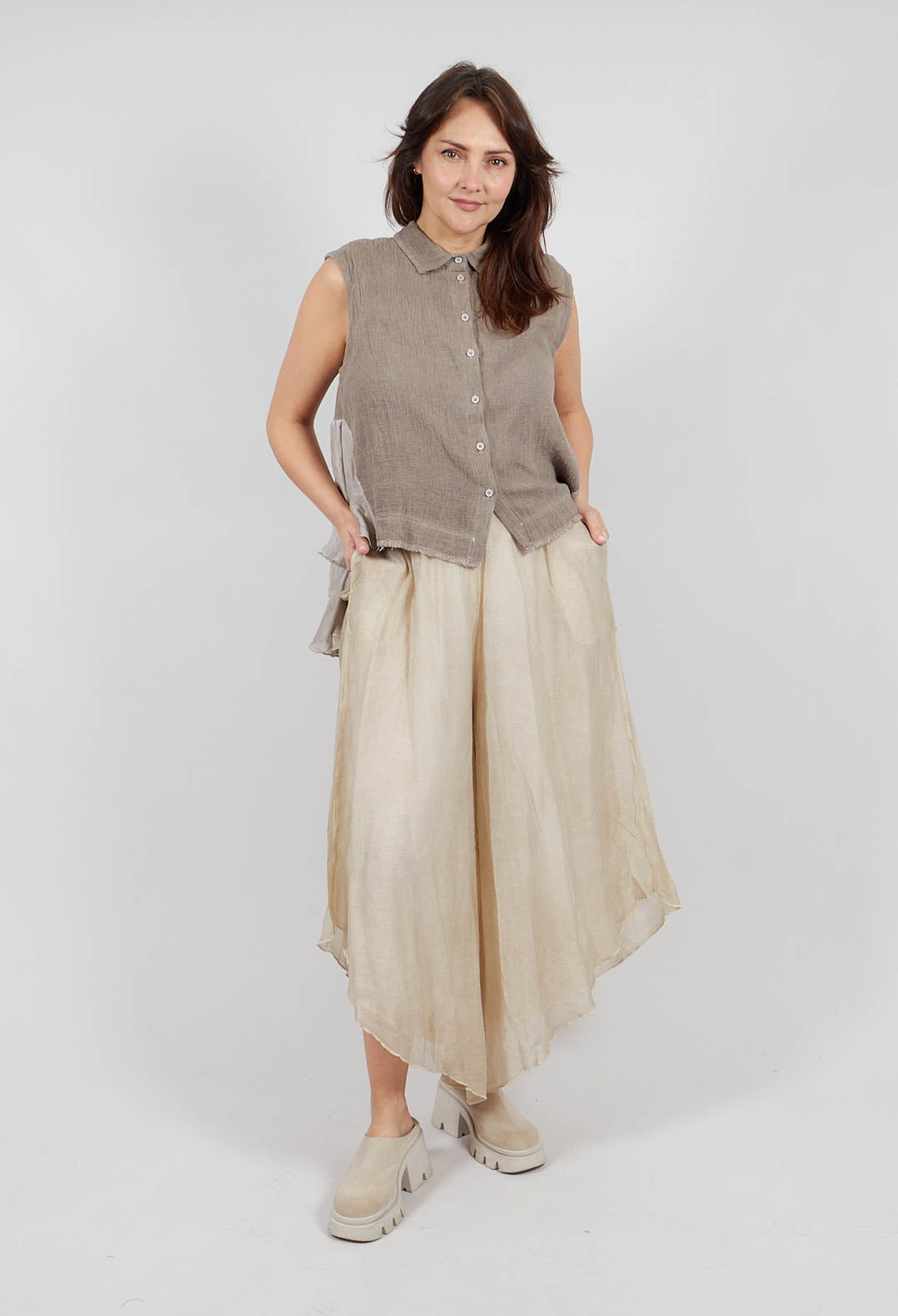 Asymmetric Trousers in Wheat