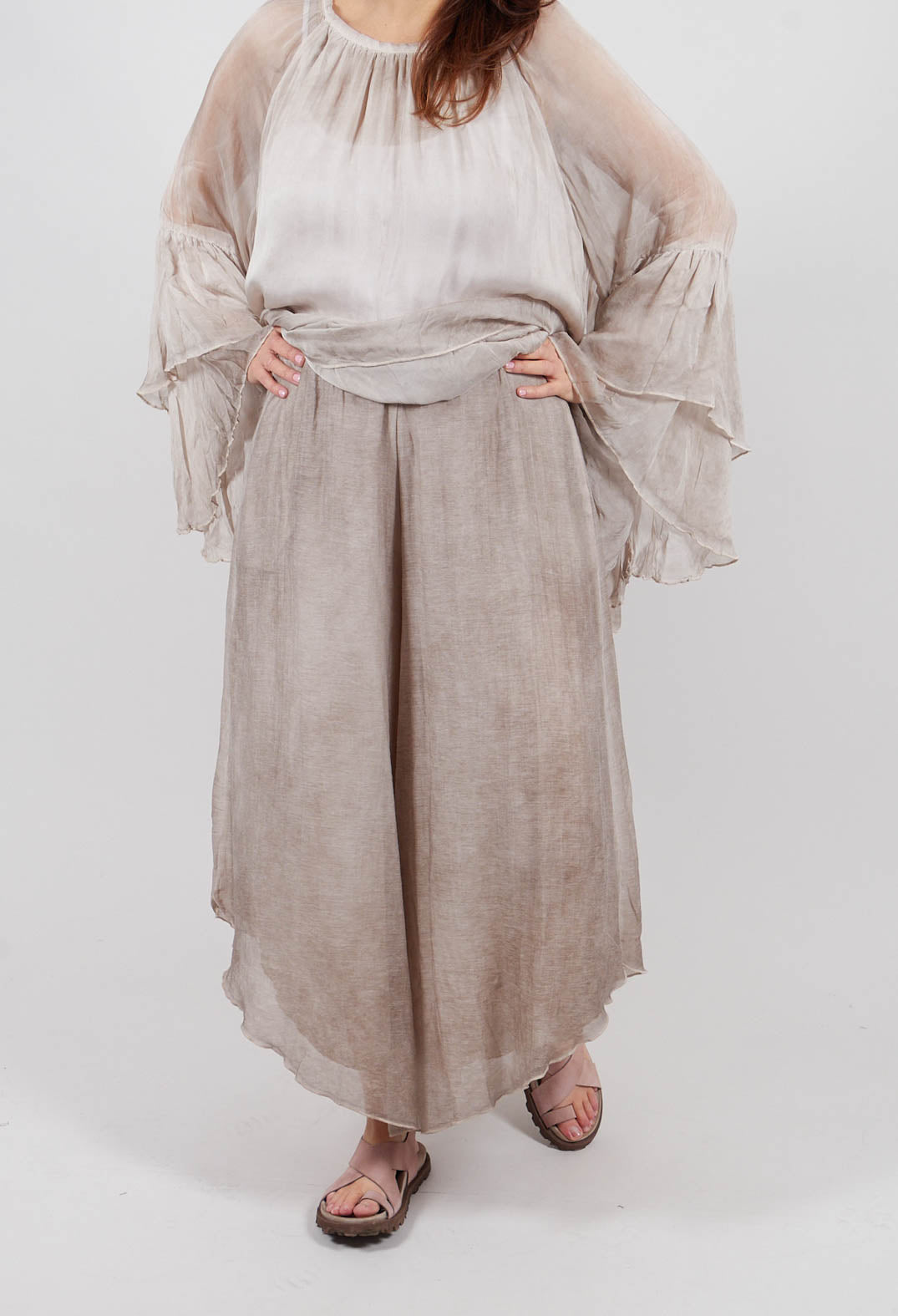 Asymmetric Trousers in Mushroom