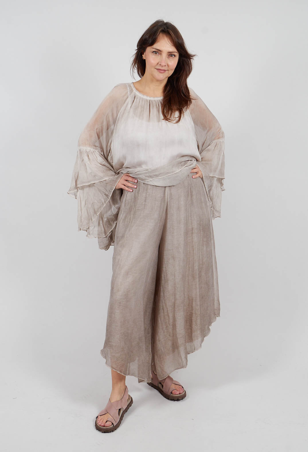 Asymmetric Trousers in Mushroom