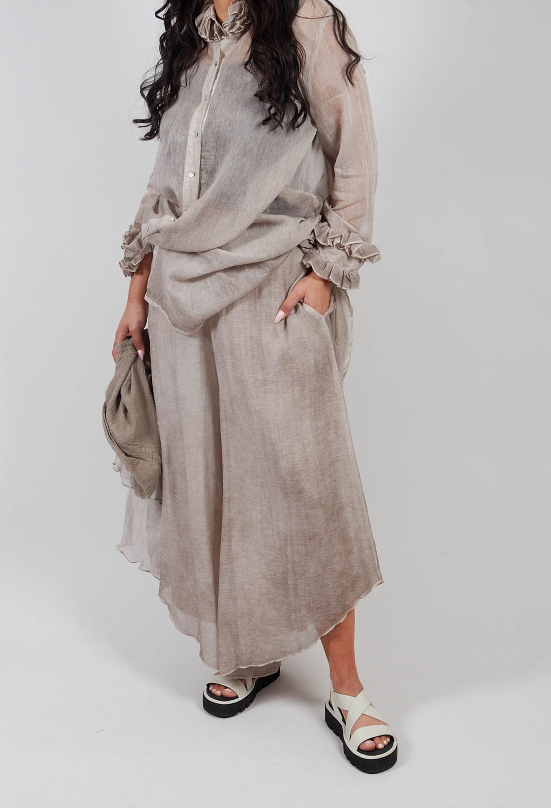 Asymmetric Trousers in Mushroom
