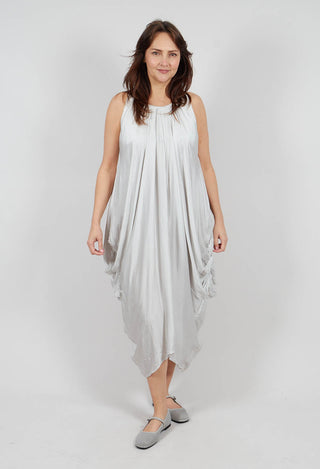 Halterneck Satin Dress in Salt