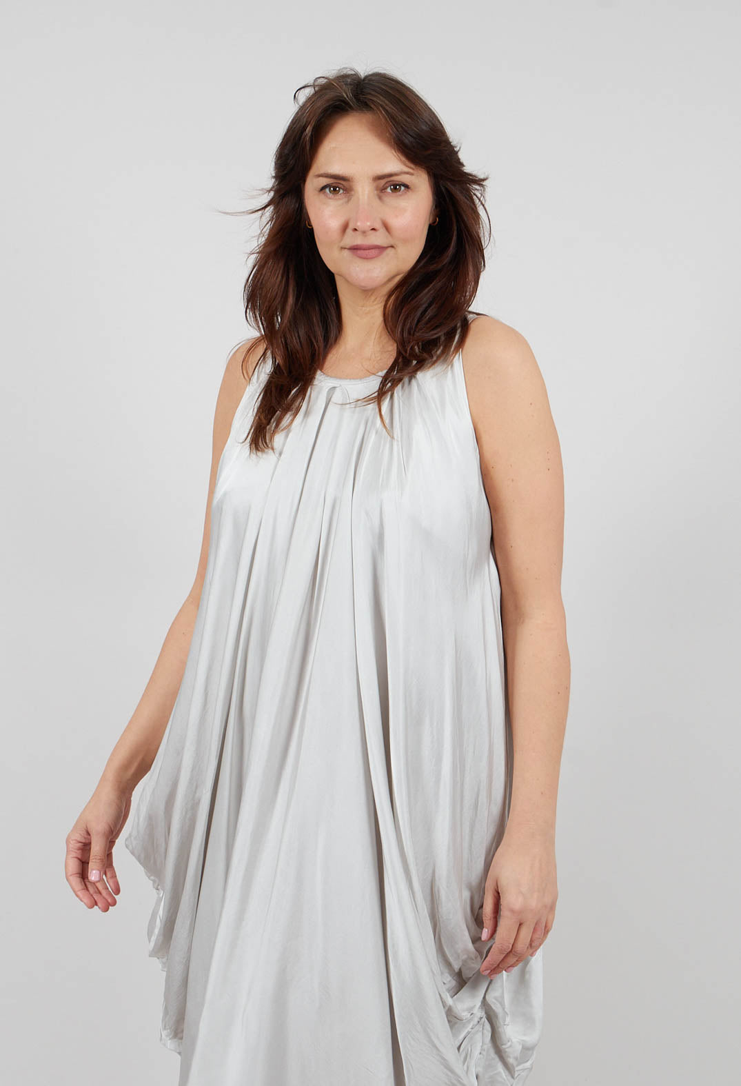 Halterneck Satin Dress in Salt