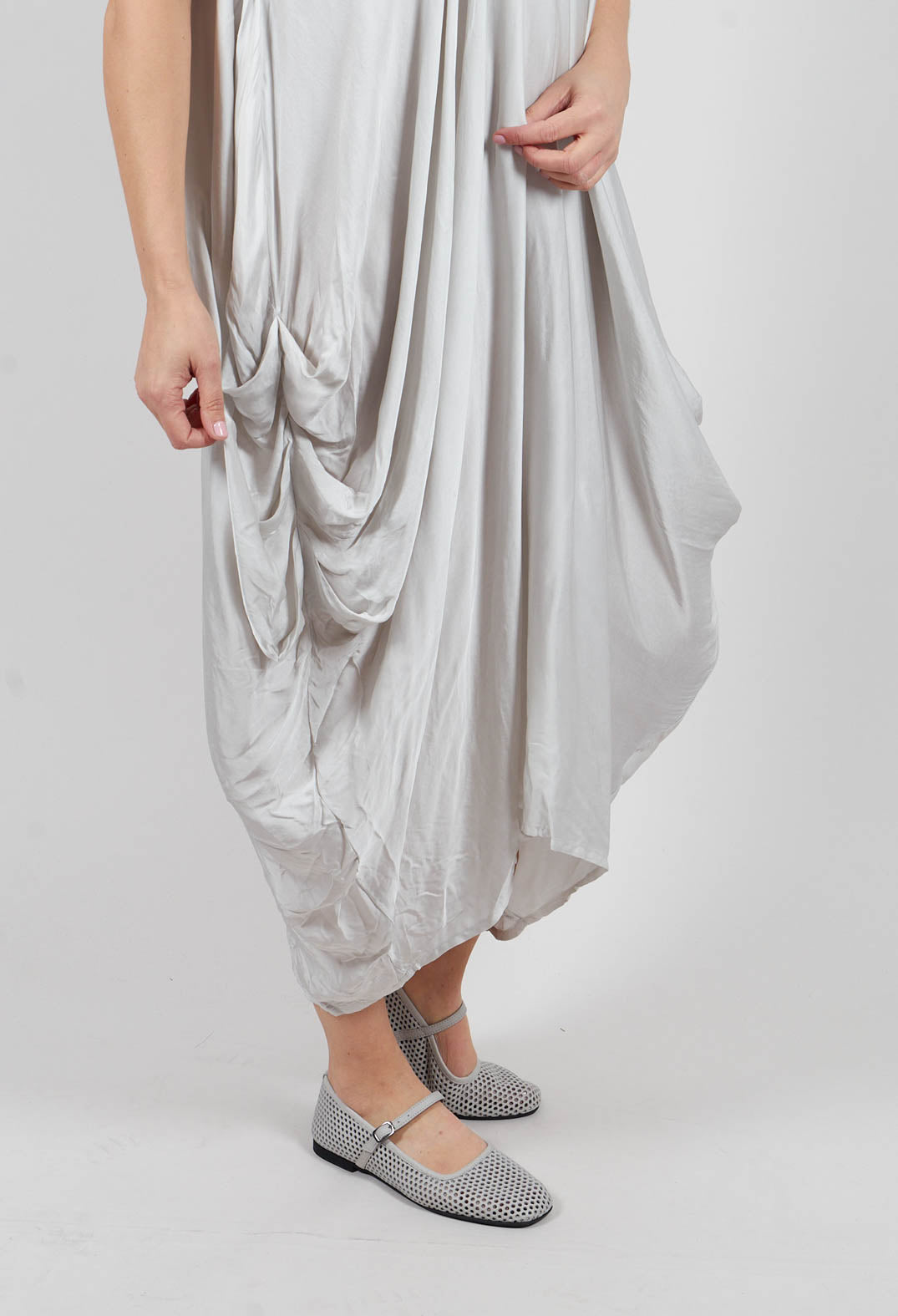 Halterneck Satin Dress in Salt