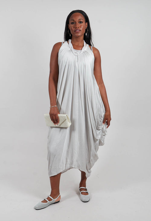 Halterneck Satin Dress in Salt