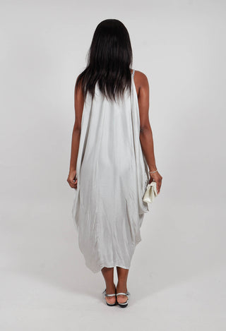 Halterneck Satin Dress in Salt