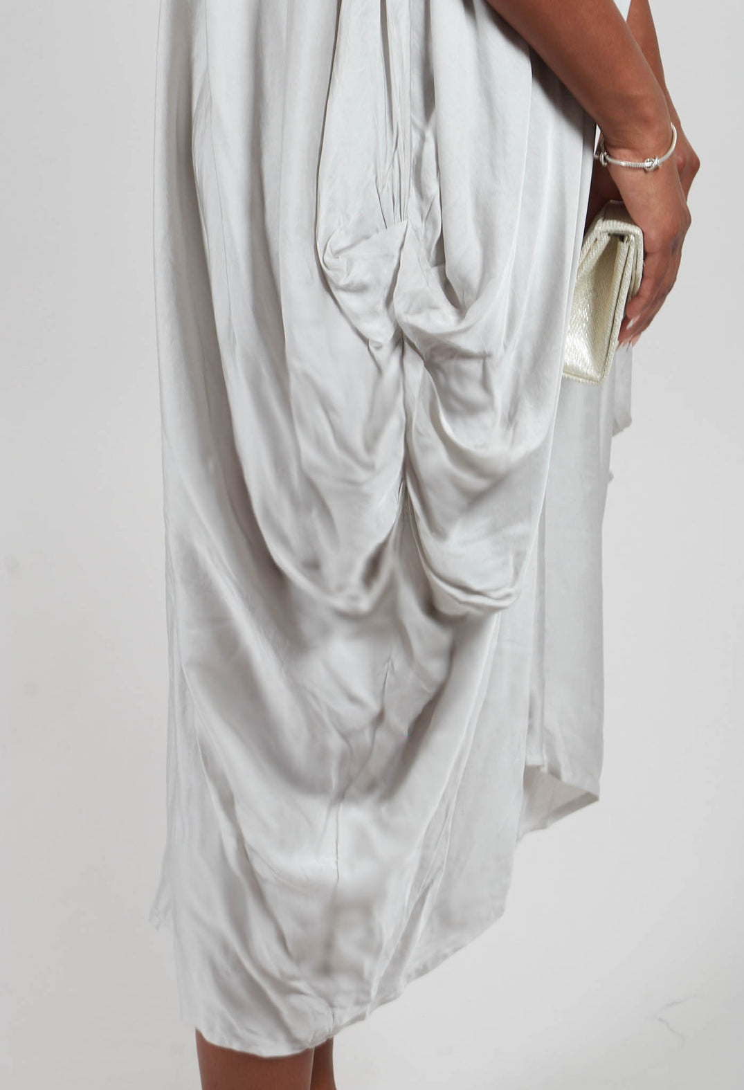 Halterneck Satin Dress in Salt