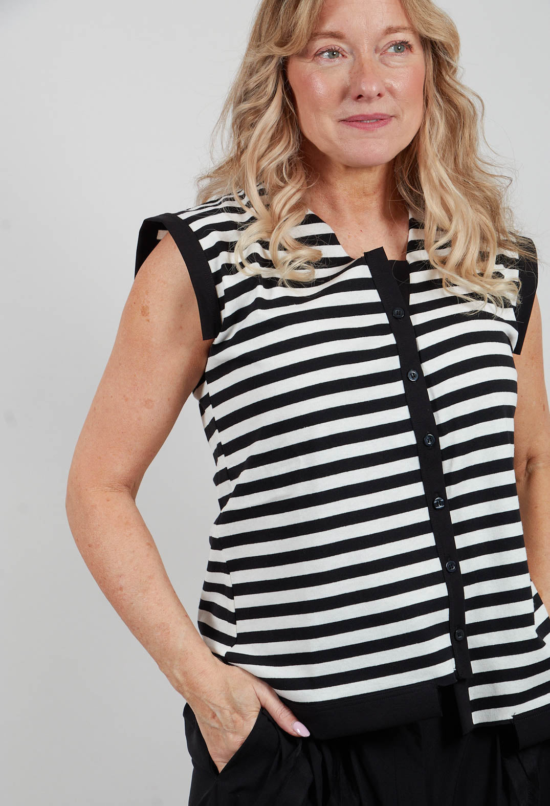 Stripe Vest in Black and White