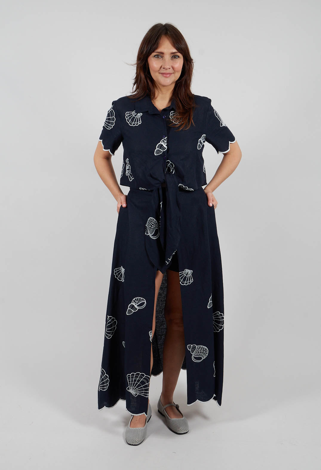 Fresia Scalloped Top in Blu