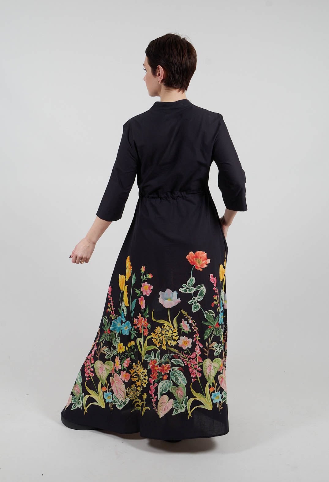 Margherita Dress in Botanico Fondo Nero