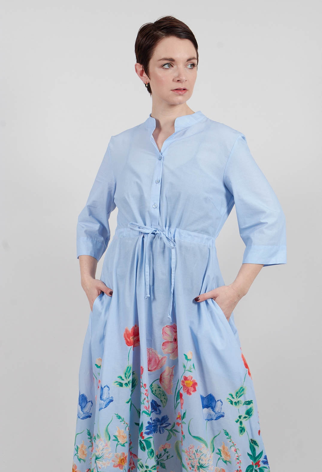 Margherita Dress in Botanico Fondo Celeste