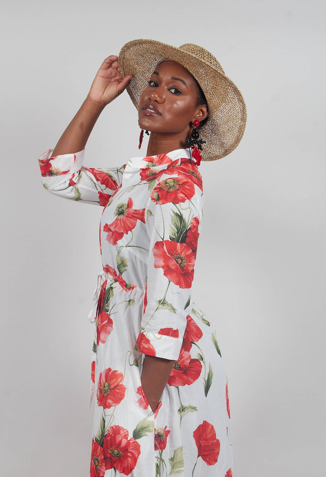 Margherita Dress in Papaveri Rossi
