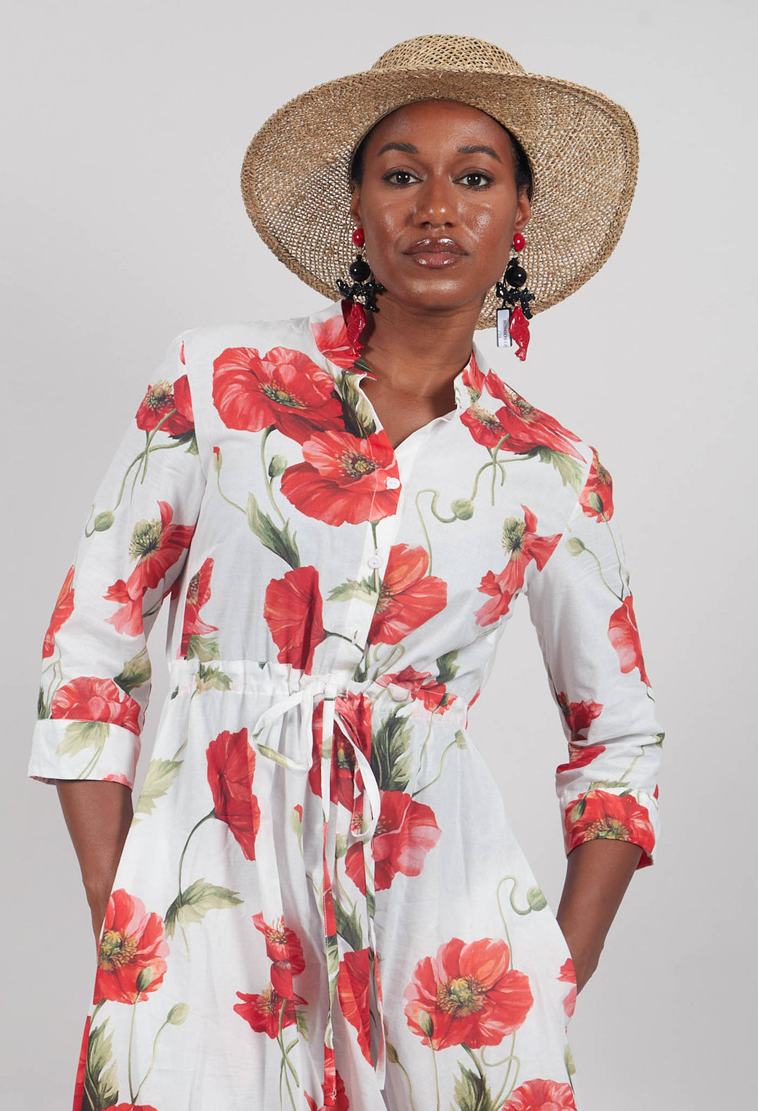 Margherita Dress in Papaveri Rossi