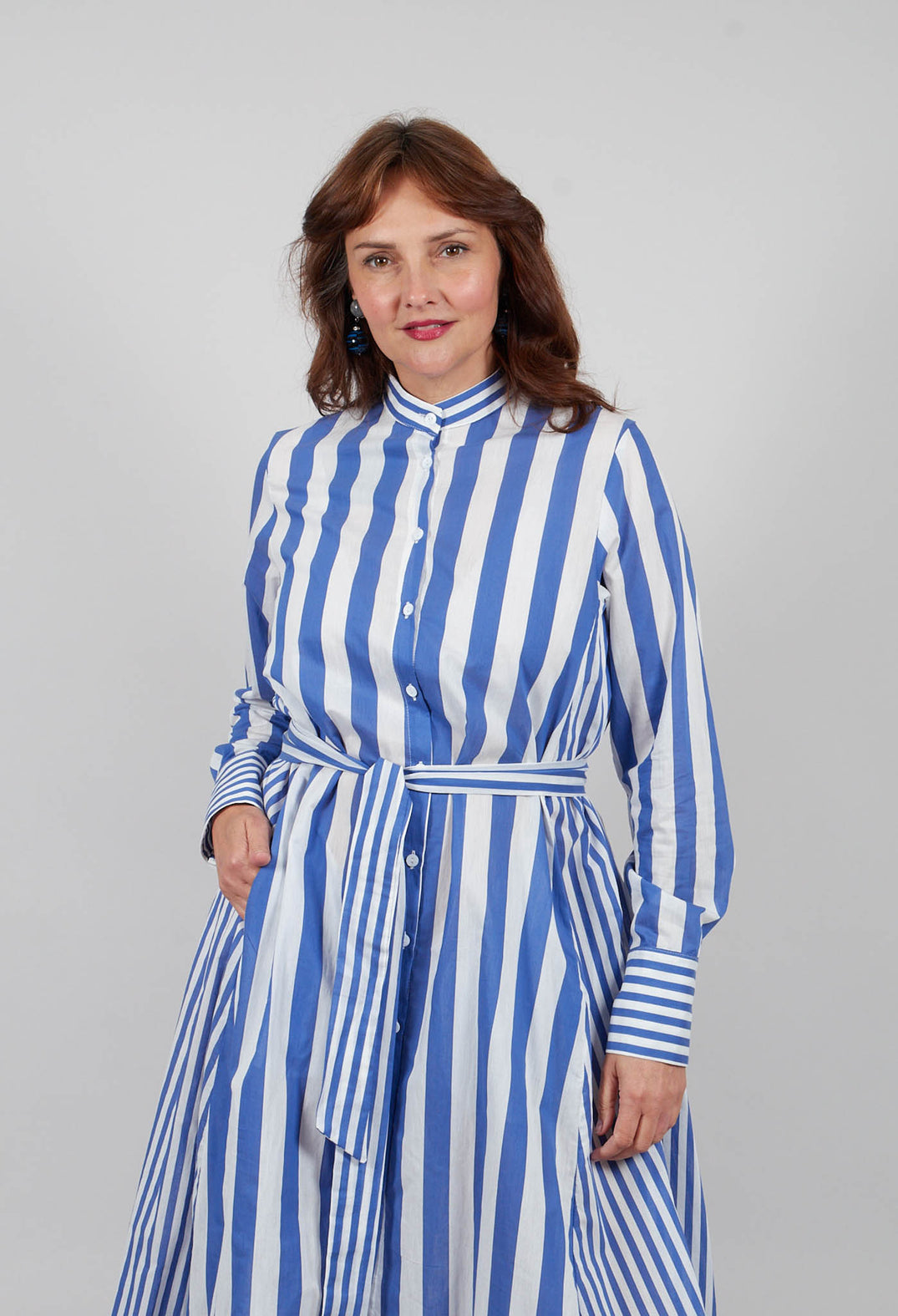 Sibell Dress in Riga Panna Blu