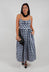 Tarante Dress in Quadro Blu Panna