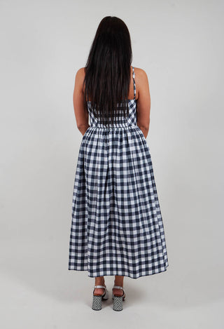 Tarante Dress in Quadro Blu Panna