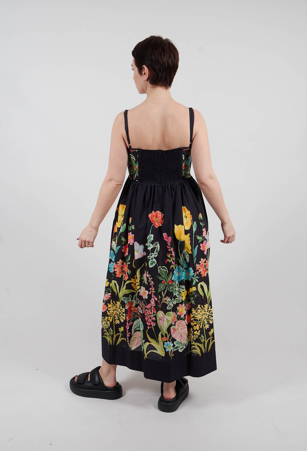 Tarante Dress in Botanico Fondo Nero