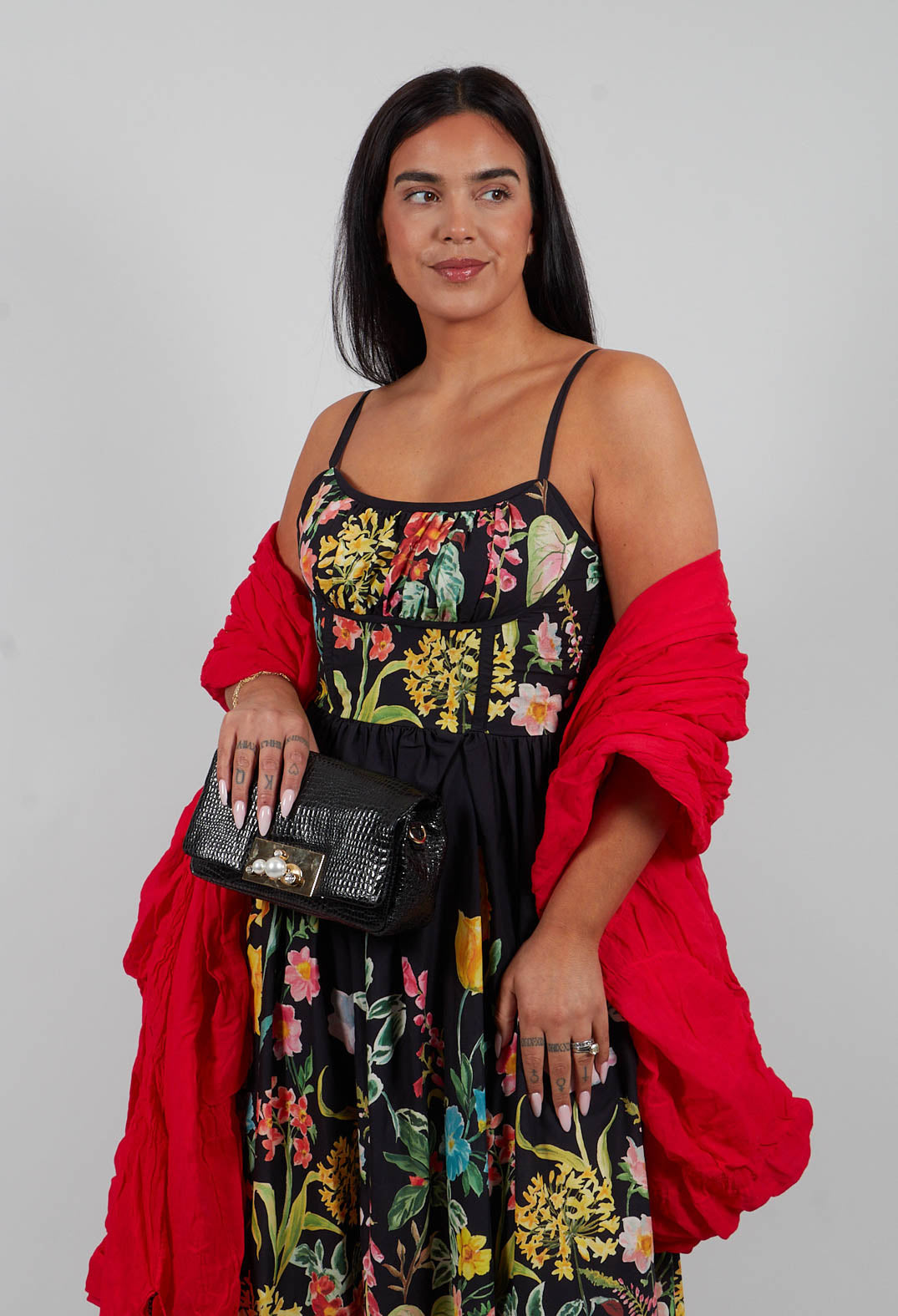Tarante Dress in Botanico Fondo Nero