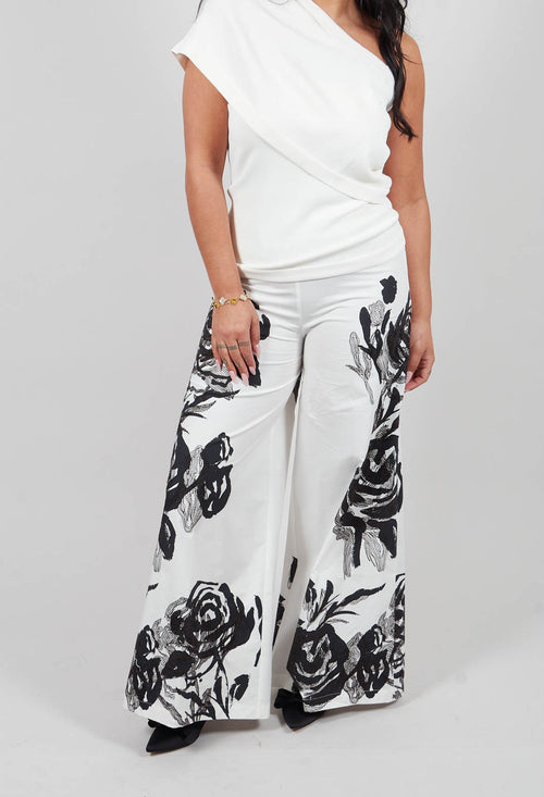 Zane Trousers in Fiore Bianco Nero