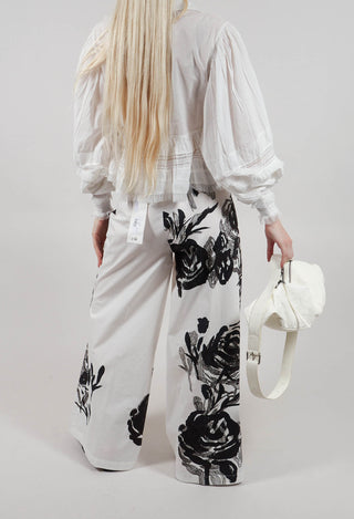 Zane Trousers in Fiore Bianco Nero