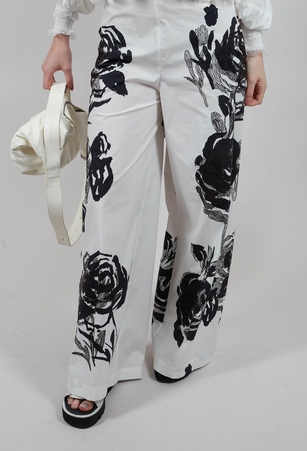 Zane Trousers in Fiore Bianco Nero