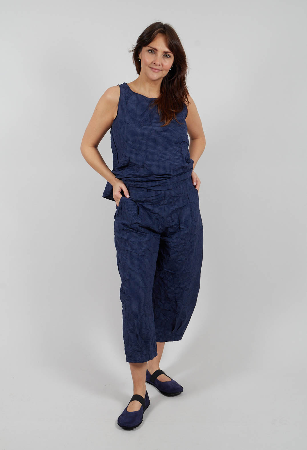 Bianco G Trousers in Blu Check