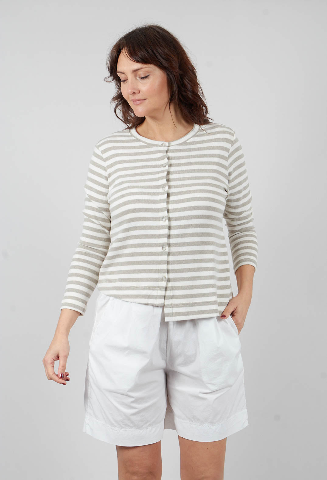 Crema M Cardigan in Lichene Stripe