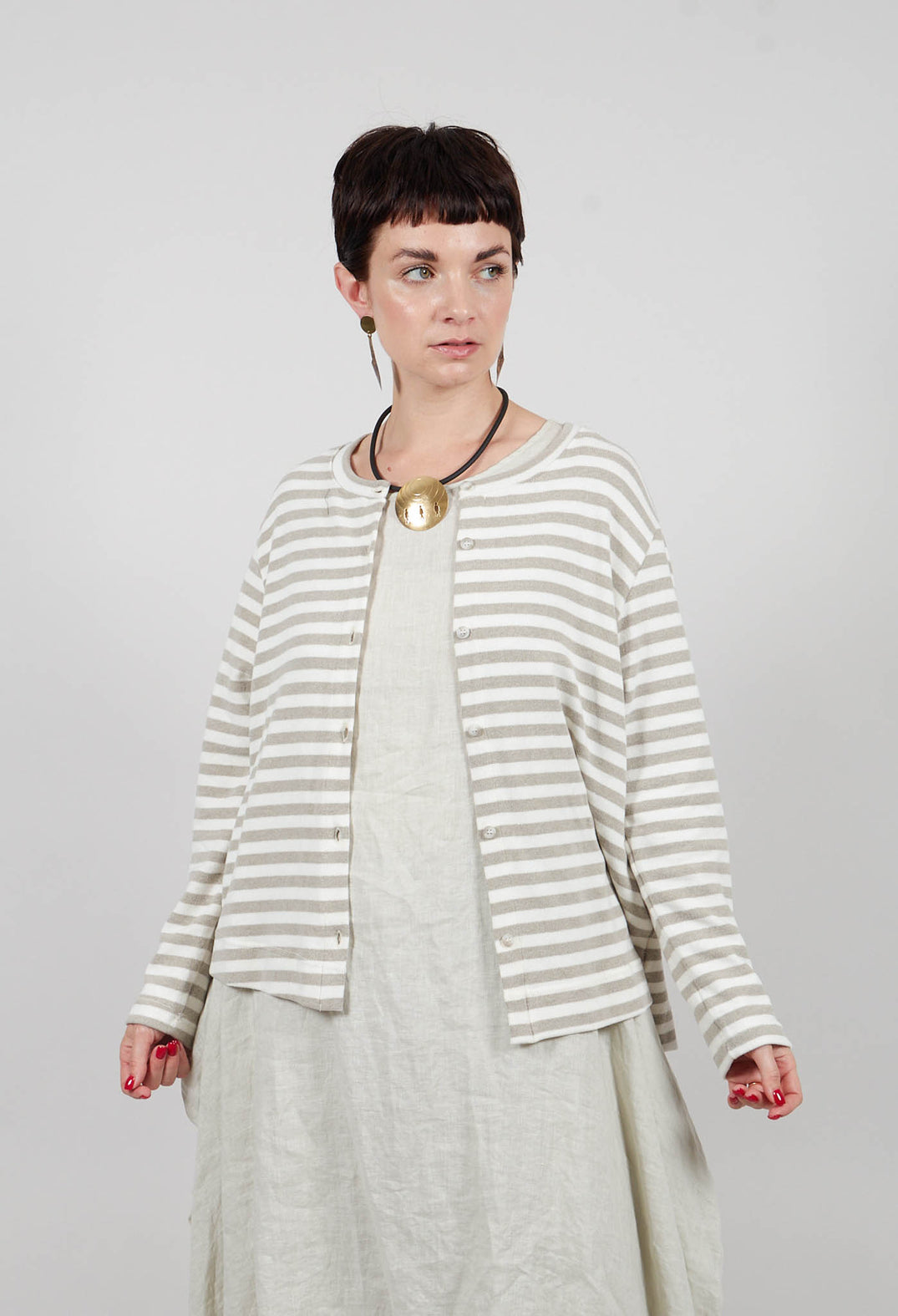 Crema M Cardigan in Lichene Stripe