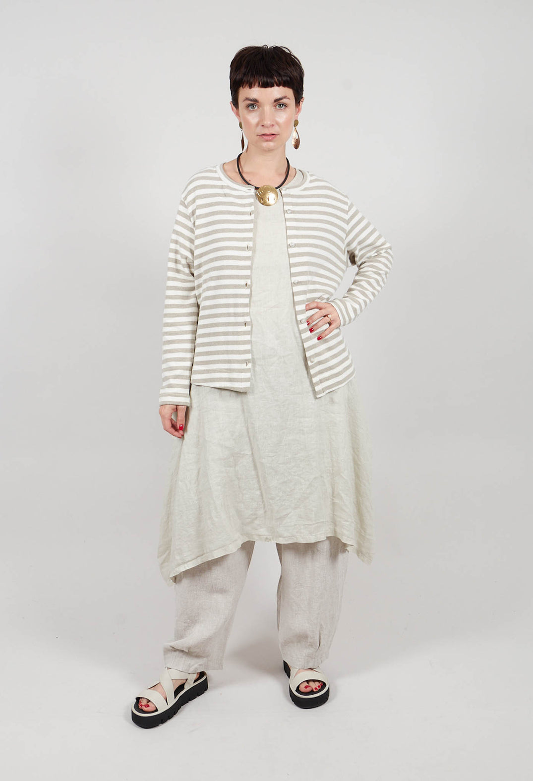 Crema M Cardigan in Lichene Stripe