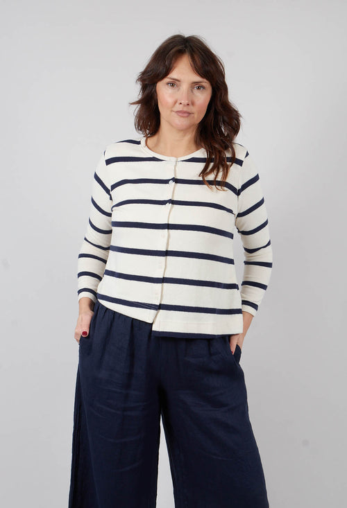 Crema M Cardigan in Blu Stripe