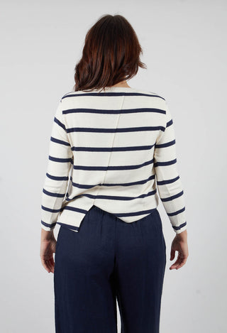 Crema M Cardigan in Blu Stripe