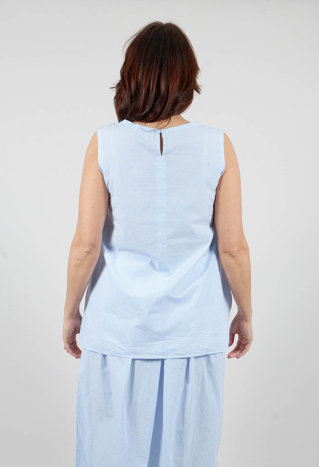 Ora C Top in Celeste Check