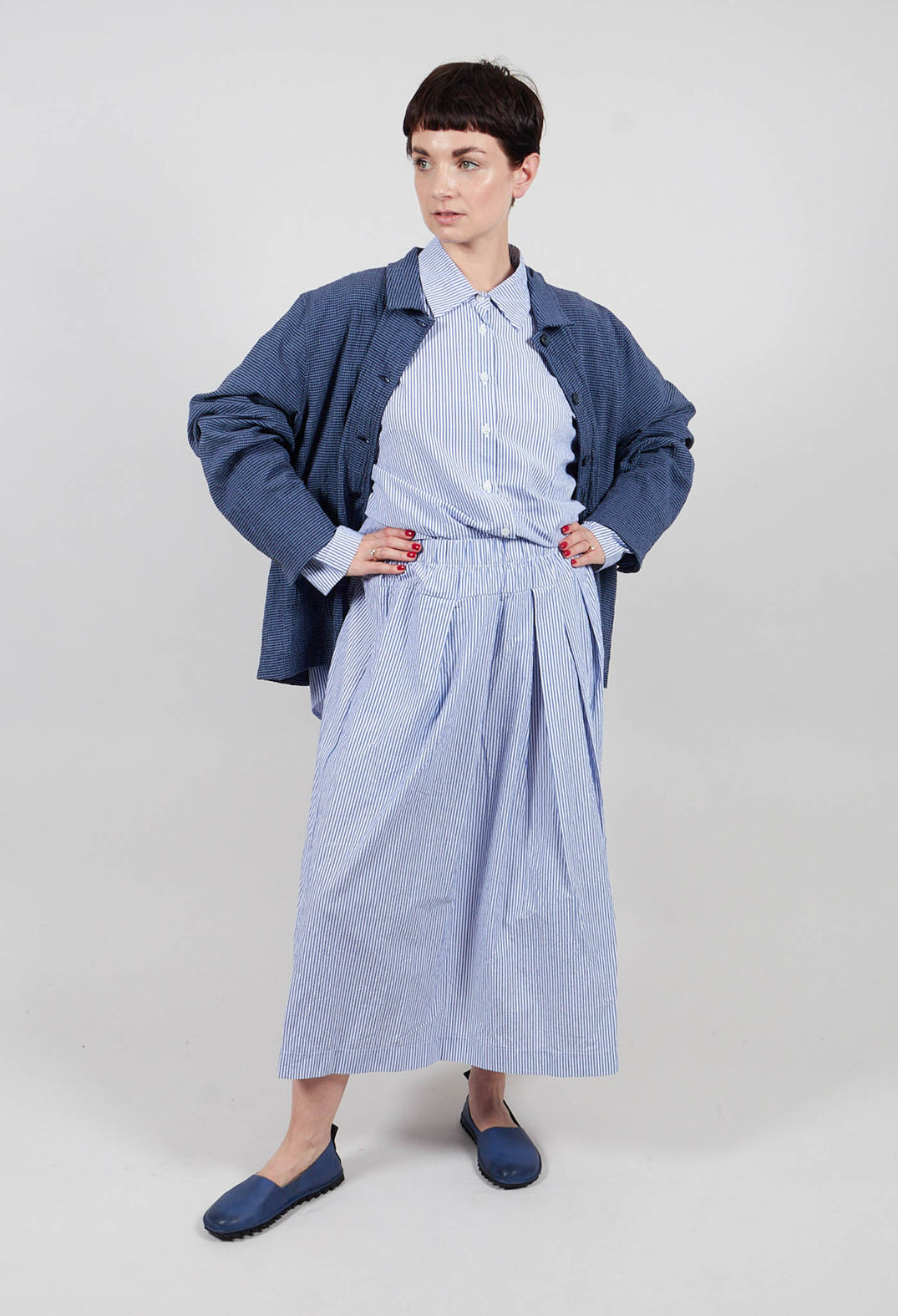 Pesci C Skirt in Azzuro Stripe