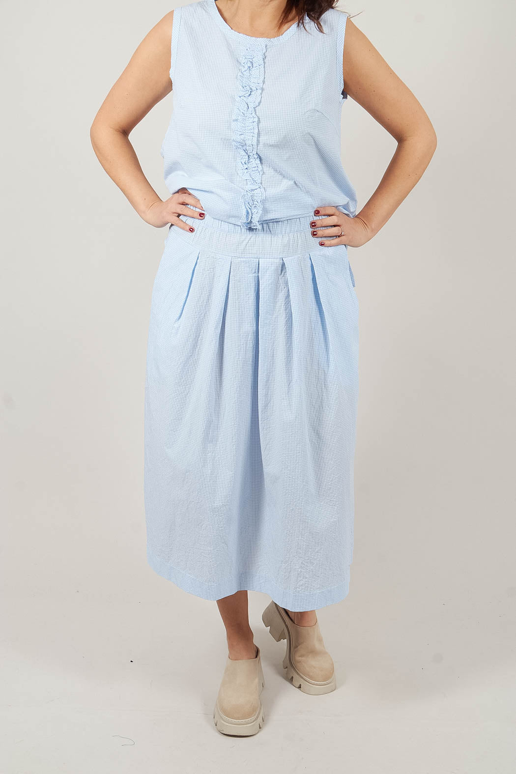 Pesci C Skirt in Celeste Check