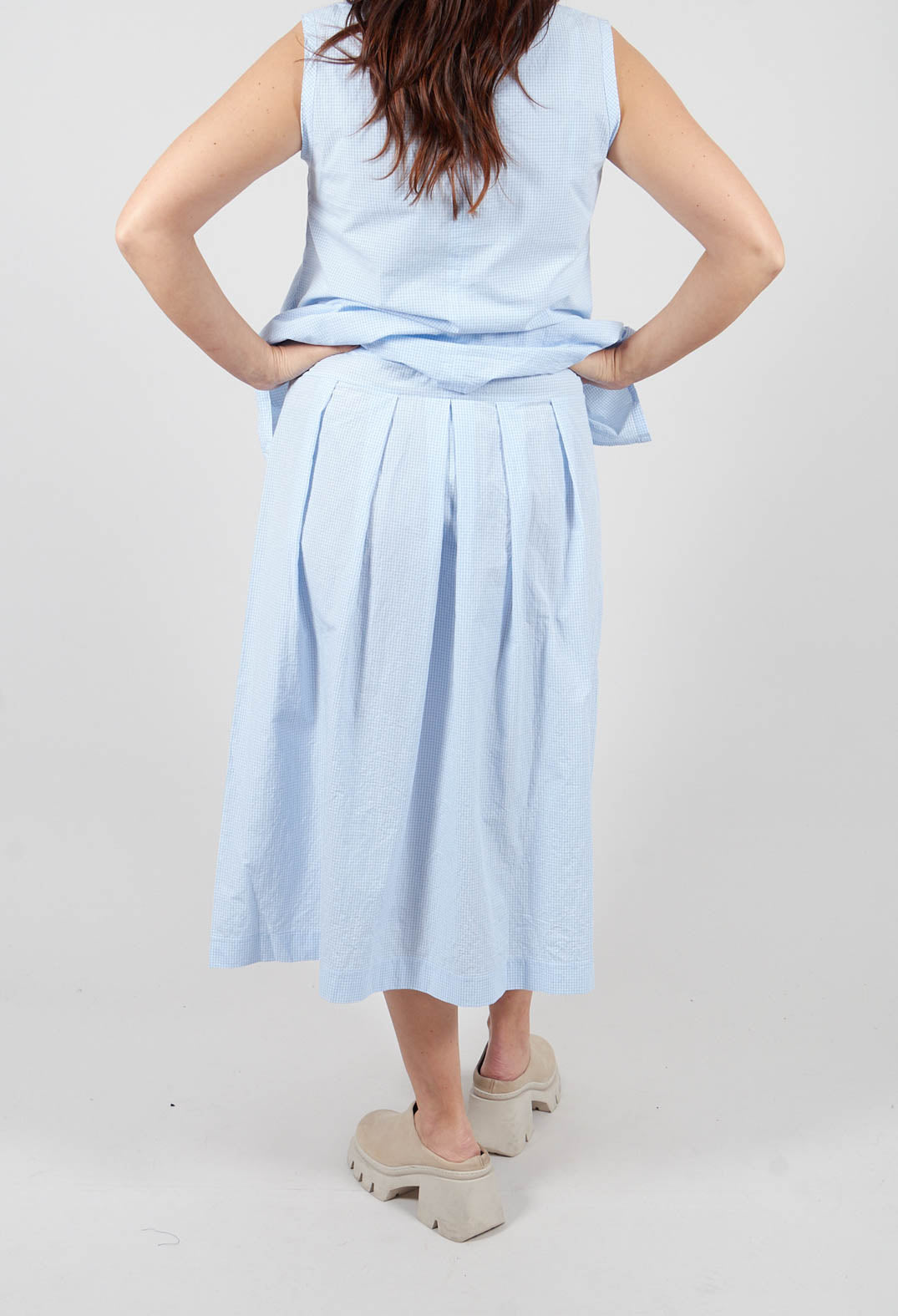 Pesci C Skirt in Celeste Check