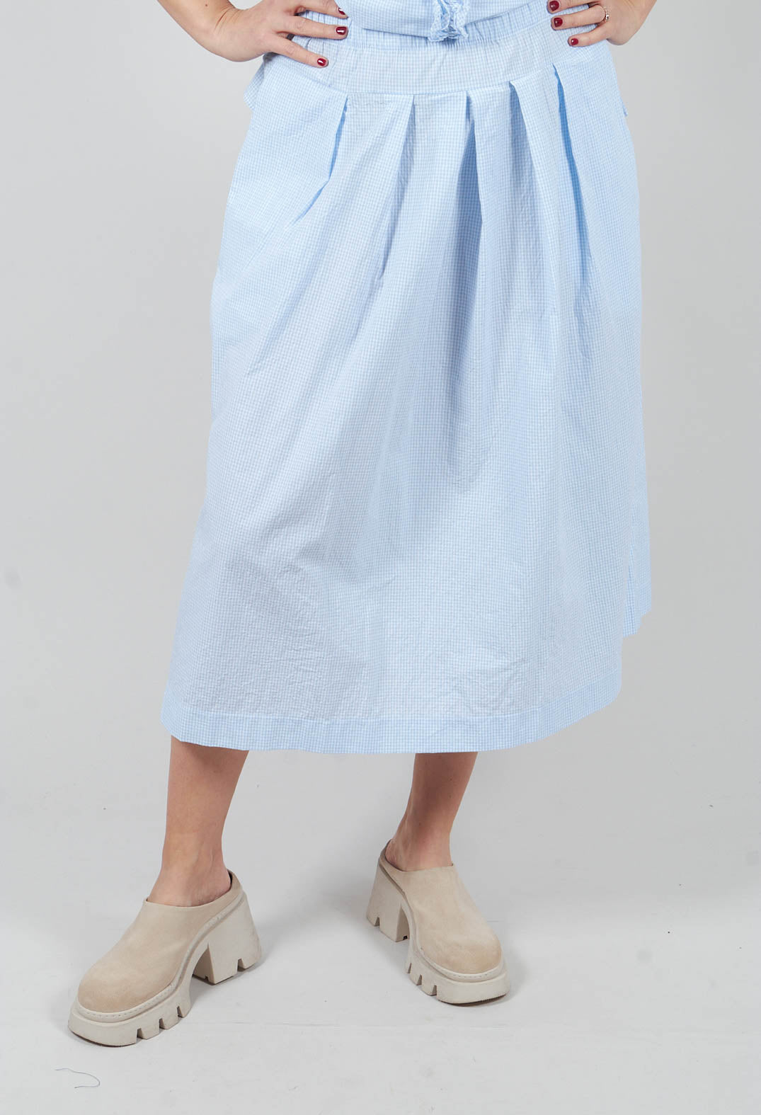 Pesci C Skirt in Celeste Check