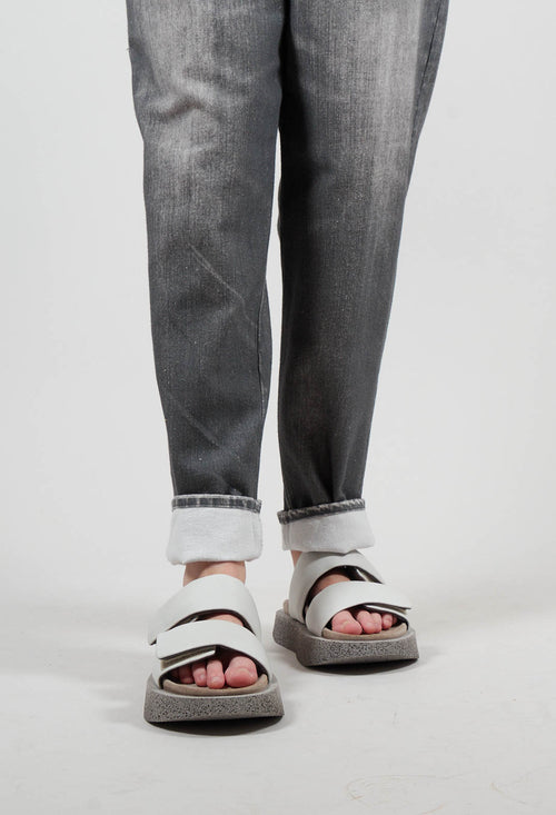 Double Strap Sandals in Gasoline Bianco Ottico