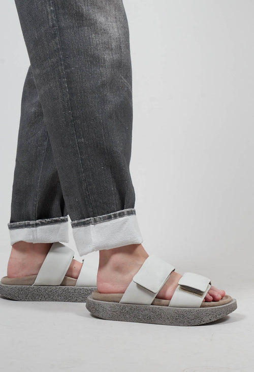 Double Strap Sandals in Gasoline Bianco Ottico