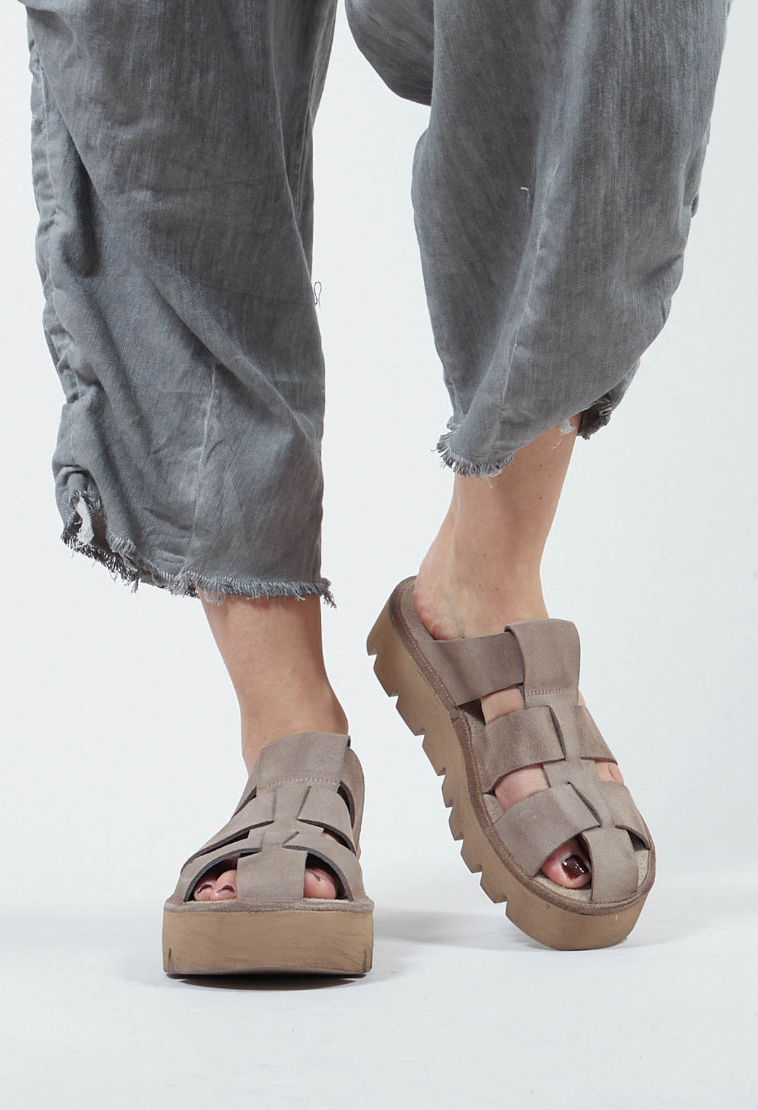 Slip On Cage Sandals in London Cardboard