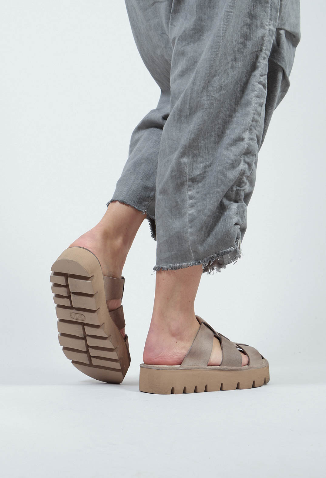 Slip On Cage Sandals in London Cardboard