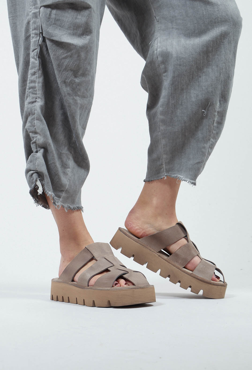 Slip On Cage Sandals in London Cardboard
