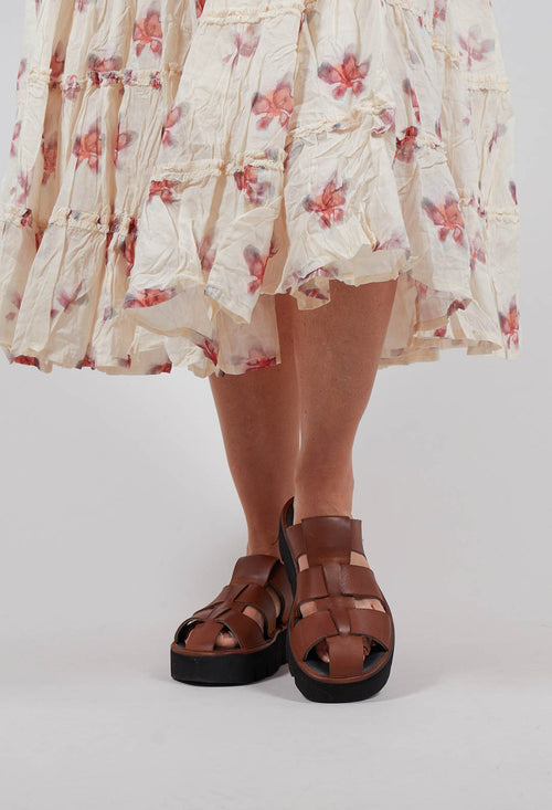 Slip On Cage Sandals in Gasoline Caramello