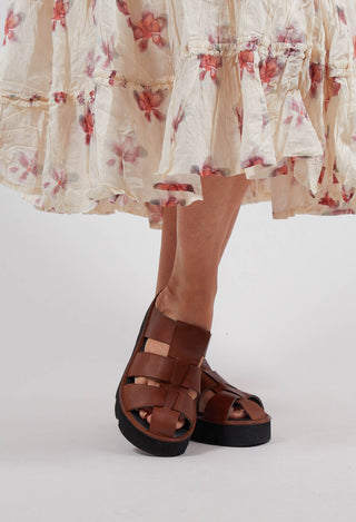 Slip On Cage Sandals in Gasoline Caramello