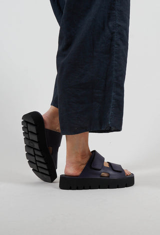 Double Strap Mules in Gasoline Indaco